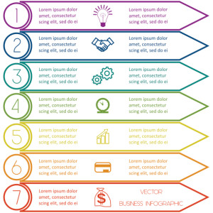 Infographic template from Colourful lines seven positions